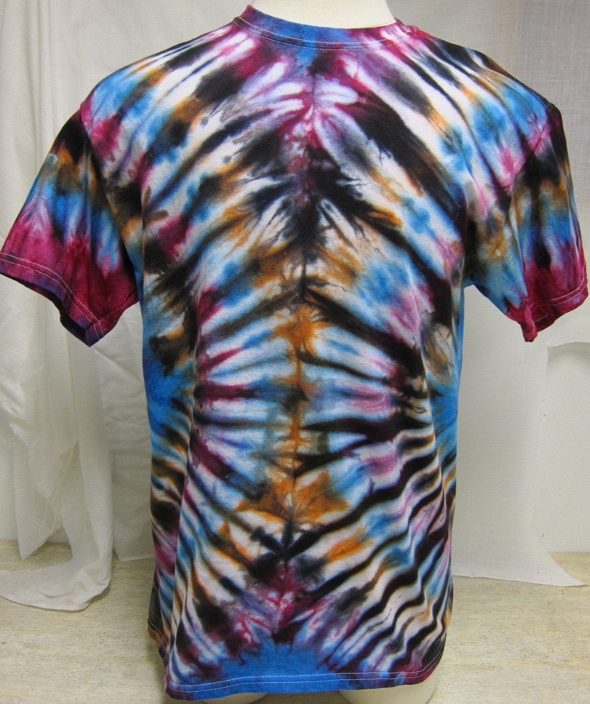 Adult Large Purple Orange and Blue Tie Dye T Shirt