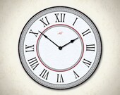 OLYMPIA I - 14in Large Wall Clock in Black, White & Red. Custom Clock. Classic. Modern. Summer Trends. Father's Day Gift. Ready to Ship.