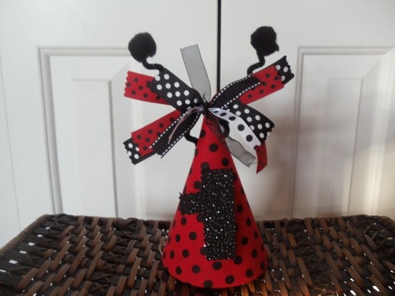 Reserved for offthewallcustomart Ladybug birthday hat