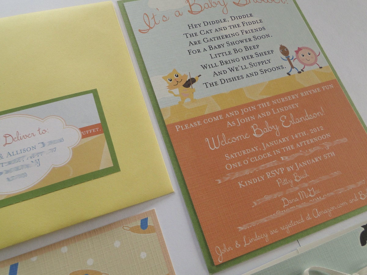 Nursery Rhyme Baby Shower Invitations - Made to Order