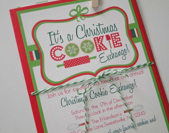 Christmas Cookie Exchange or Swap Printed Party Package - Invitations, Labels, Tags and Address Wrappers - Set of 20 Il_570xn