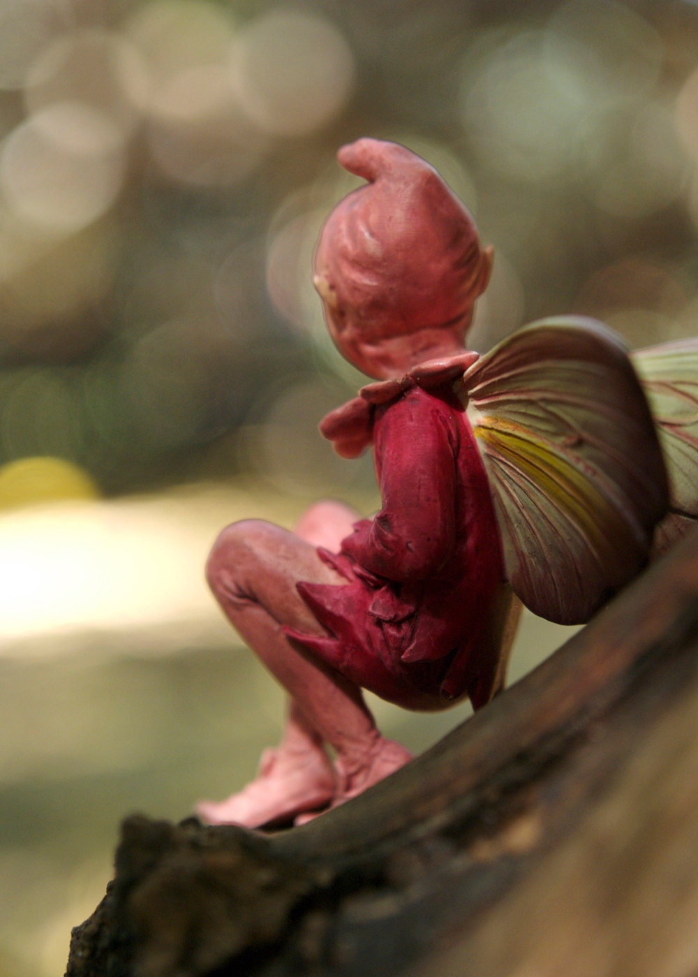 Red Photograph, Flower Fairy, Boy's Nursery Fine Art Print, Fantasy Bedroom Theme Home Decor, Woodland, Rustic, Fairytale