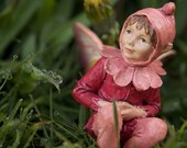 Childrens Prints Photography Flower Fairy Photo, Fine Art Fantasy Photograph, Boy Bedroom, Magical Woodland Baby Nursery Wall Green Red