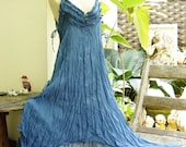 Double Layers Maxi Cotton Dress III - Sky Blue