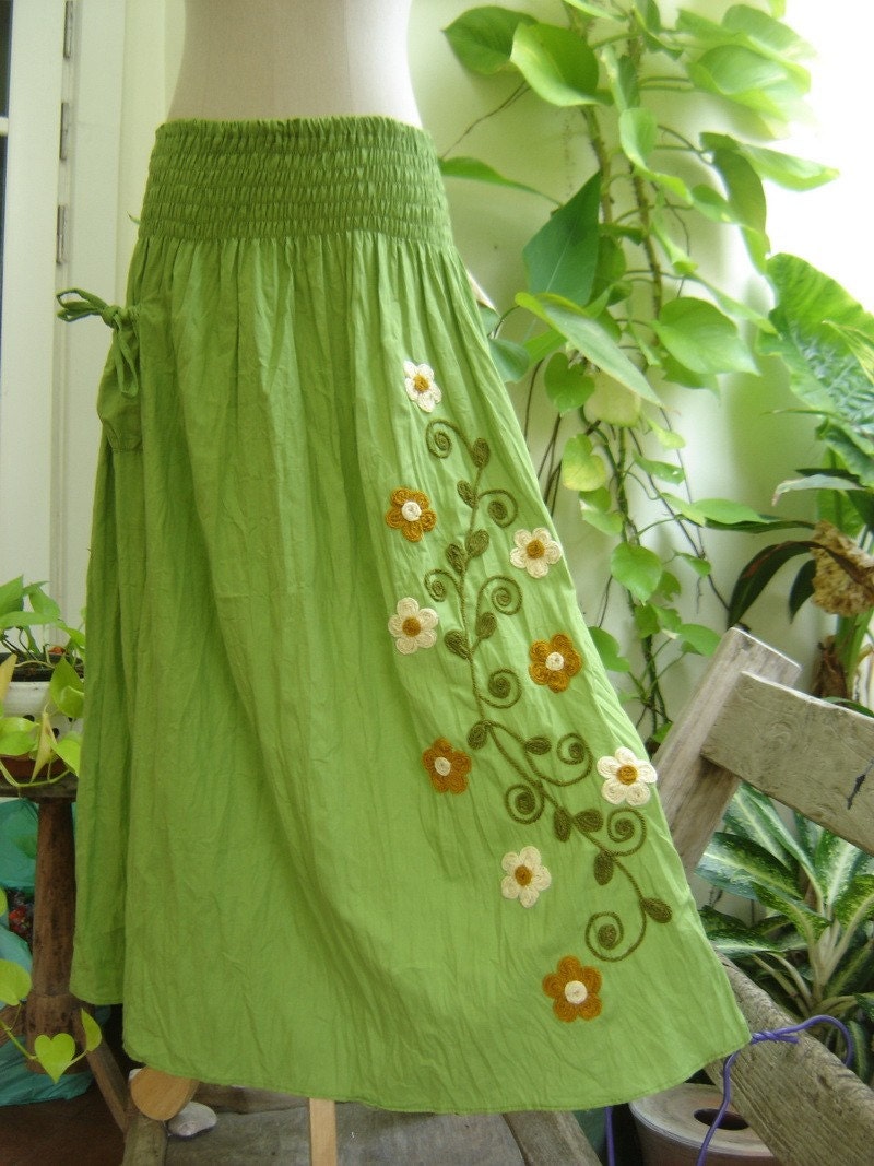 Nothing to Worry About Long Skirt - Apple GREEN