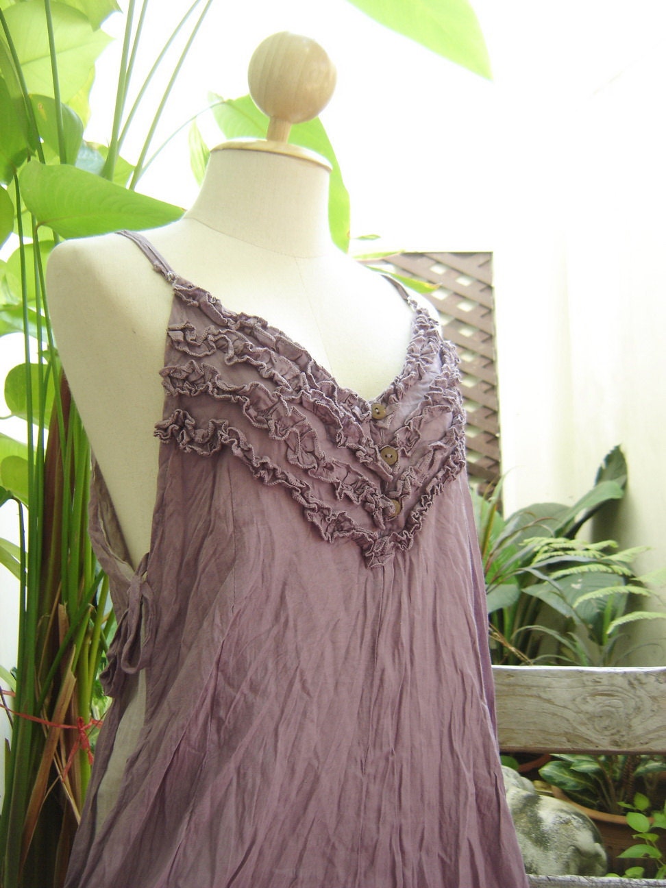 Double Layers Maxi Cotton Dress III - Soft Purple