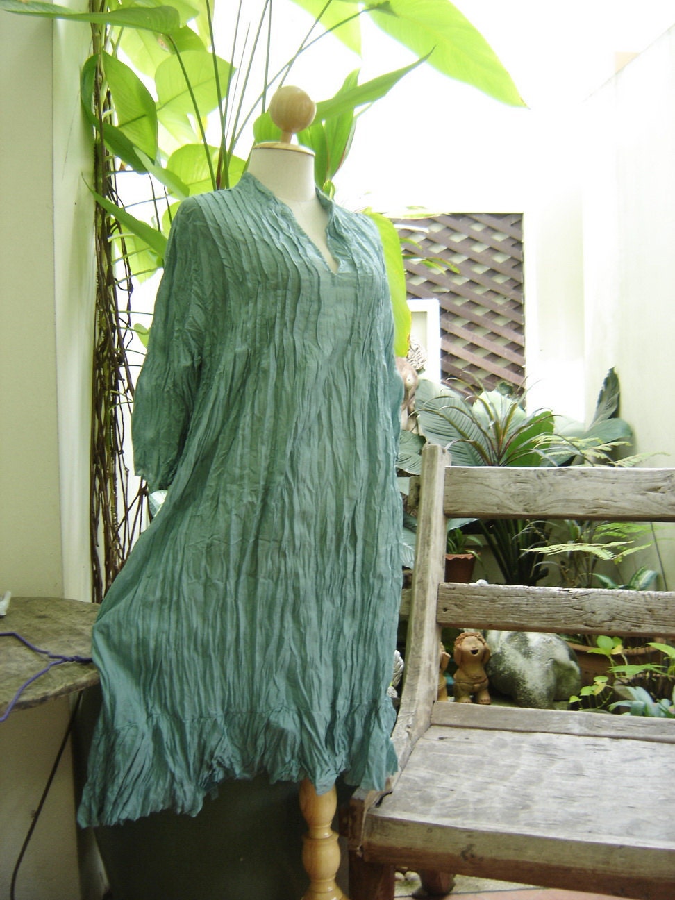 Comfy Cotton Tunic - Cadet Green