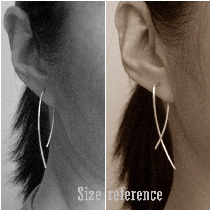 Simple silver dangler, Sterling Silver hoop, Sleek, Modern, contemporary, elegant earrings