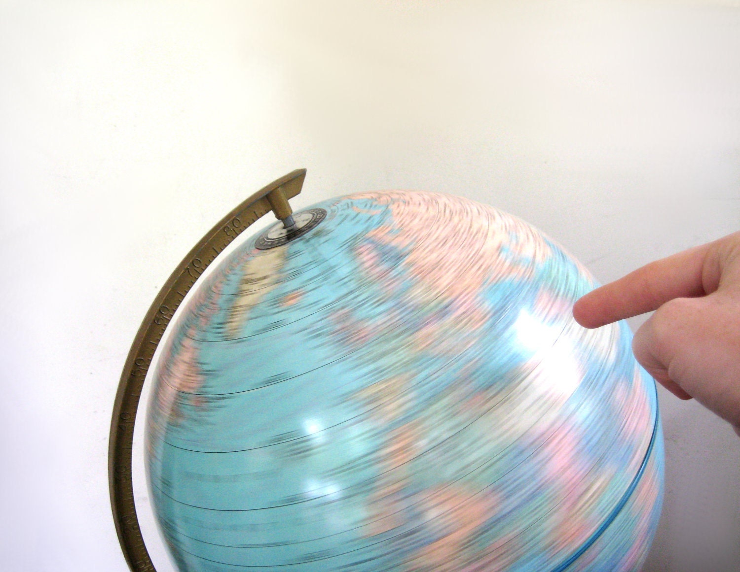Vintage World Globe, Cram's Earth Model Library Office Decor, 1980s, Vacation Travel Turquoise Blue, Pastels, Home Decor