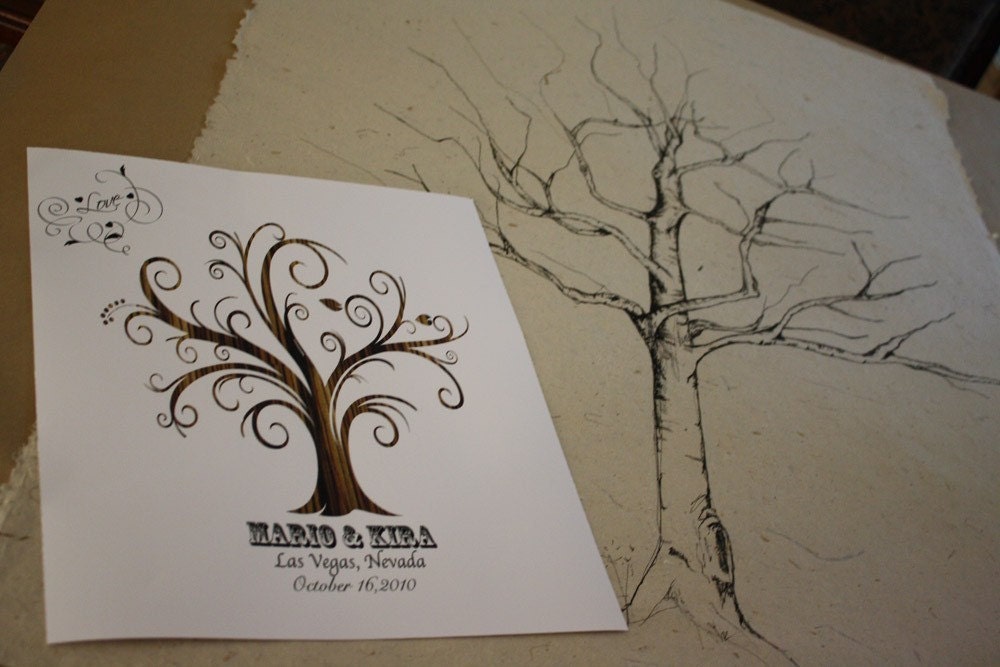 Fingerprint Tree Guestbook,Family tree,pick your style 16x20