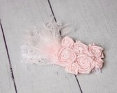 Pastel pink garter headband with feathers Persnickety Matilda Jane Serendipity