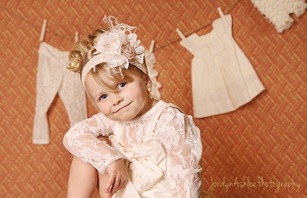 Vintage Lace Bow with Rosette headband