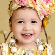 PINA COLADA yellow and coral flower silk rosette headband made to match Persnickety and Matilda Jane Serendipity