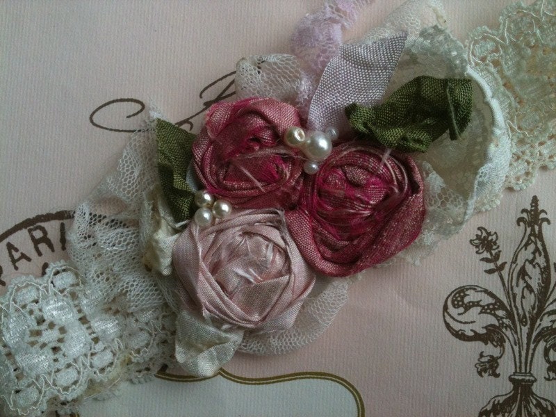 Vintage Cranberry Rosette newborn headband