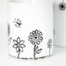 Hand Painted Ceramic Mugs White Porcelain Coffee Mugs Tea Mugs Black Minimalist Abstract Modern Flower Kitchen Decor - Set of 2 Ceramic Mugs