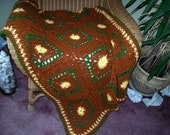 Beautifully Hand Crochet Granny Square Afghan Throw in Pretty Fall Colors