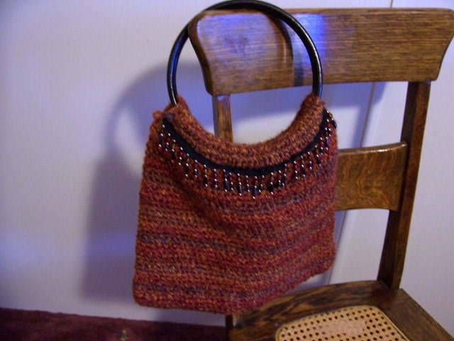 Hand Crochet Chenille Beaded Purse Crochet by kams-store.com