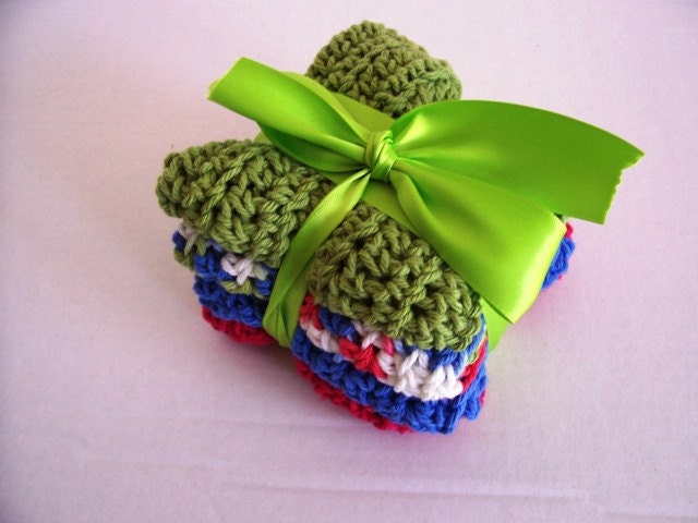 Dish Cloths Pretty Hand Crochet 100% Cotton Yarn