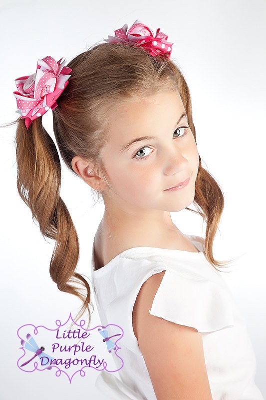 Little Pink Pig Pigtail Mini Boutique Hair Bow Set