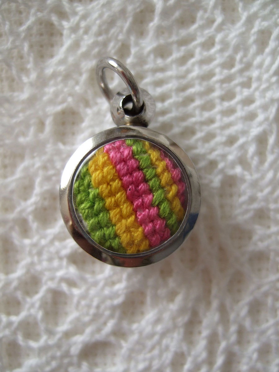 Cross Stitch Pendant - Spring Stripes