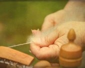 Spinning -  Photography - Making Wool Into Yarn - Homestead Pioneer Craft - Earth Tones - Old Fashioned Fiber Craftng