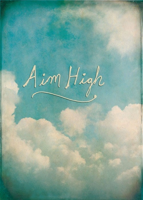 Aim High - Greeting Card - Graduation Promotion Inspirational Clouds Blue Sky - 5x7 - Encouragement Optimistic Strive