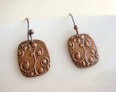 Embossed Antiqued Copper Earrings