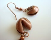 Copper Fortune Cookie Earrings