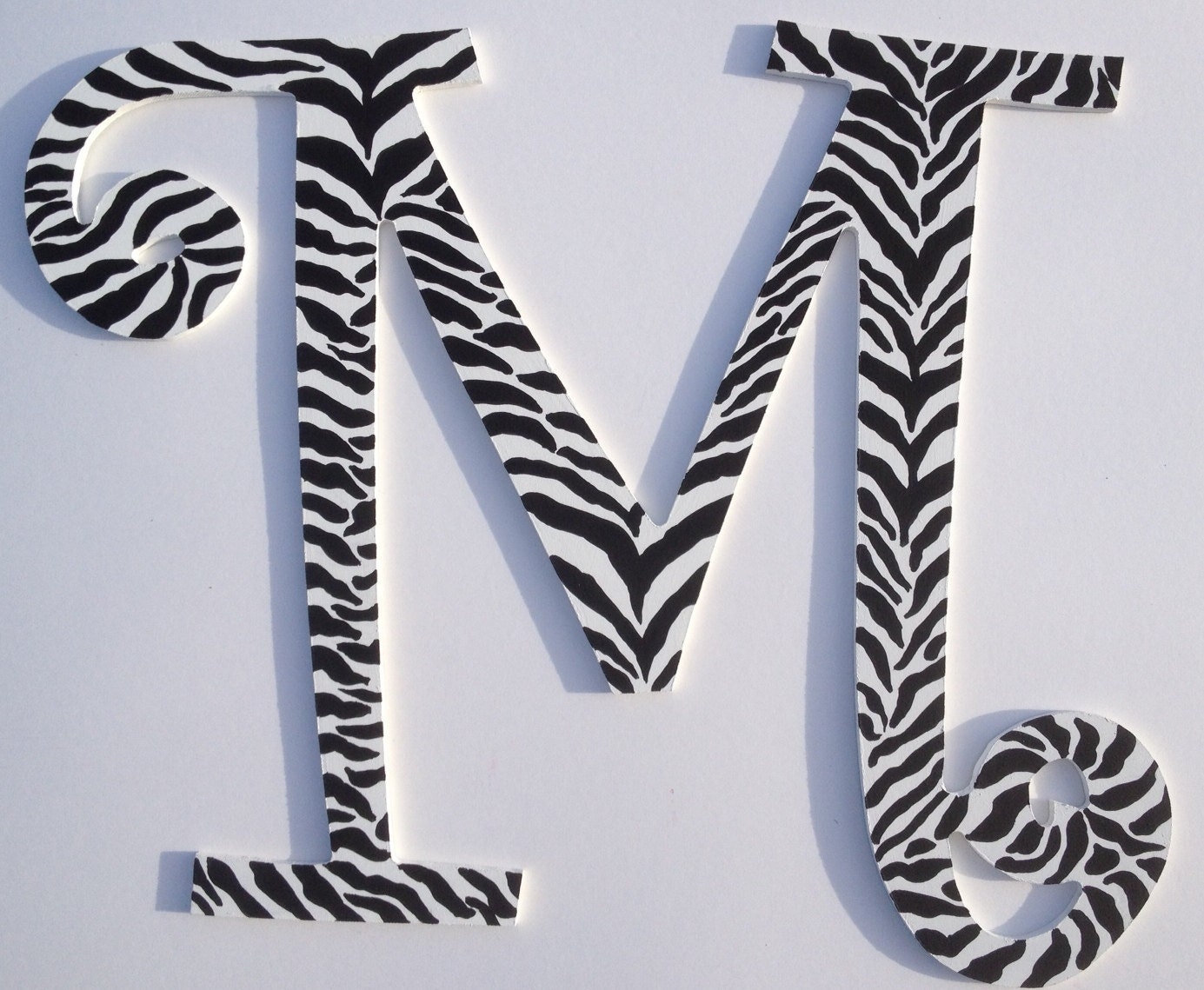 Zebra letter initial mongogram 12" wreath add on