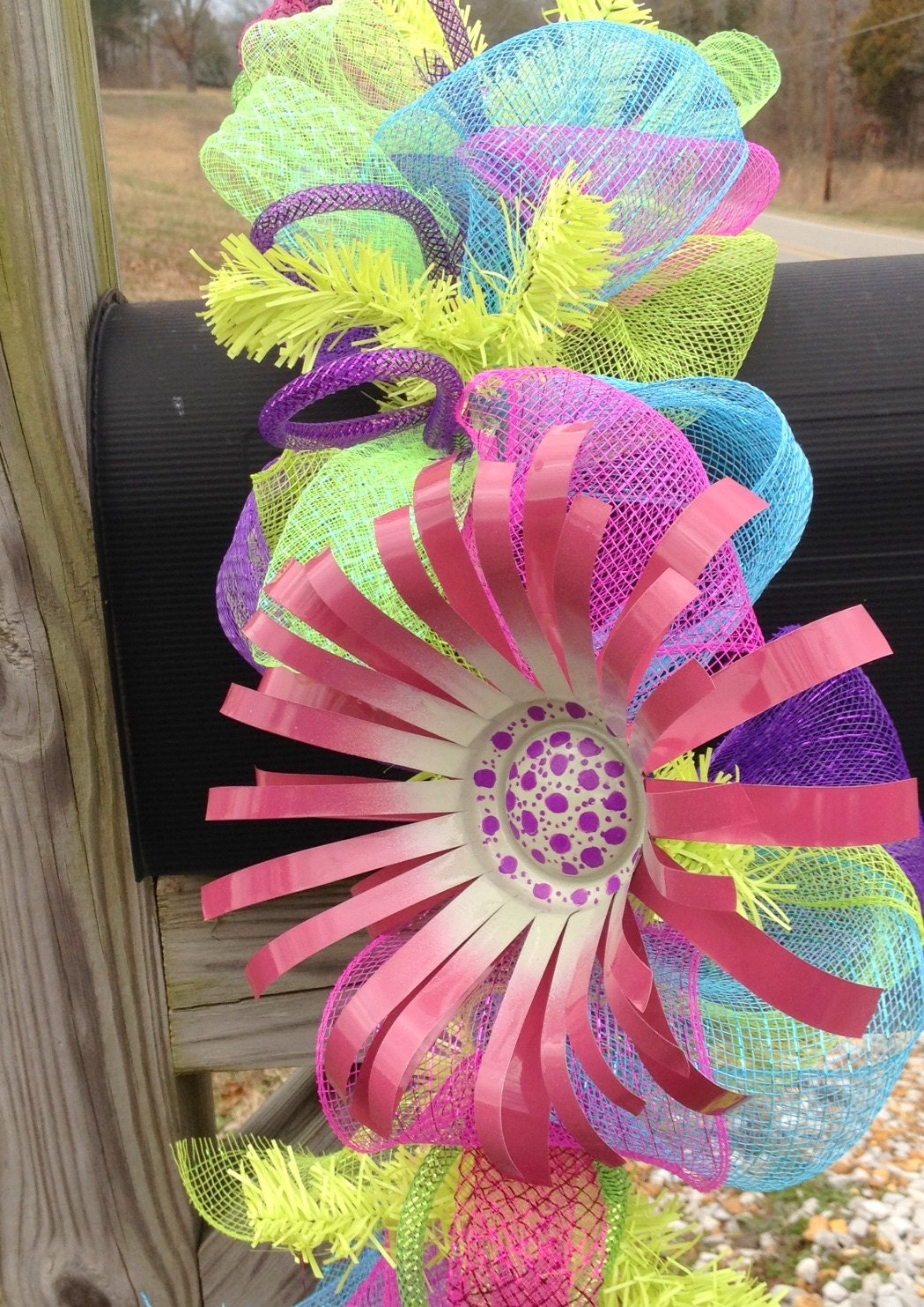 Mailbox Topper Swag Garland Decoration for Spring or Summer - bright colors