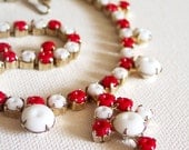 ON SALE Pretty Little Miss - Vintage Red and White Retro Nautical Choker or Child's Necklace