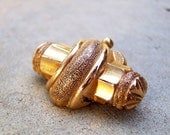 Parthenon Pillar - Antique Victorian Hollow Gold Repousse Brooch/Pendant with Neoclassical Greek Column