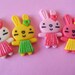 Kitsch colorful bunny with heart cabochons 4 pcs