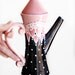 Whimsical Victorian Teapot in Black, Pink and White