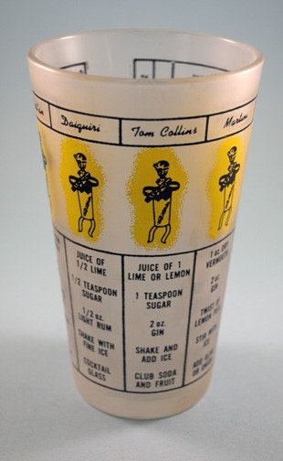 Vintage Retro Mid Century Illustrated Cocktail Shaker