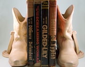 Frankoma Cream Cowboy Boot Bookends