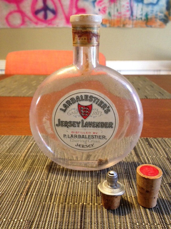 Vintage English Perfume Glass Flask Bottle