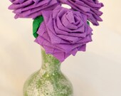 3 Handmade Short Stem Paper Flowers Bouquet (Purple)