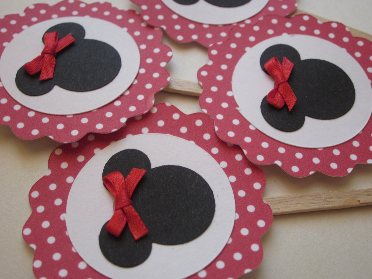 Girl Mouse Cupcake Toppers - red