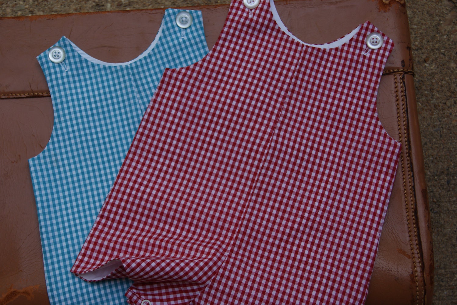 Size 9 Month Baby Boy JonJon Romper Turquoise Gingham Check