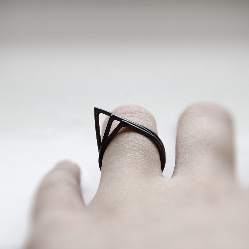 Thorns . three oxidized sterling silver stacking rings