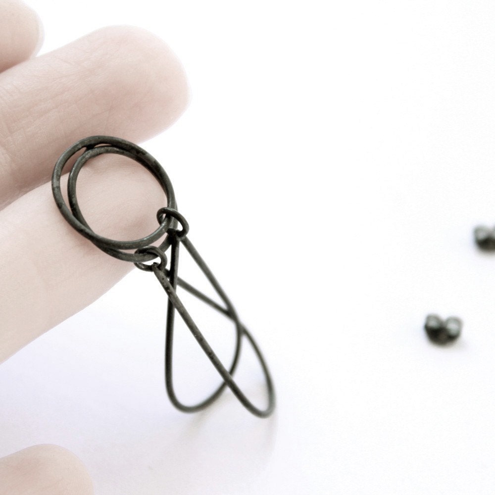 Chandelier . oxidized sterling silver post earrings