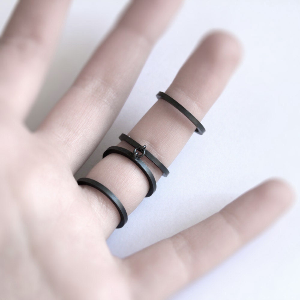 Personal armor . oxidized sterling silver joint ring