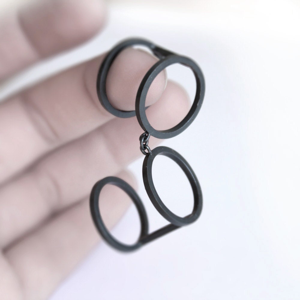 Personal armor . oxidized sterling silver joint ring
