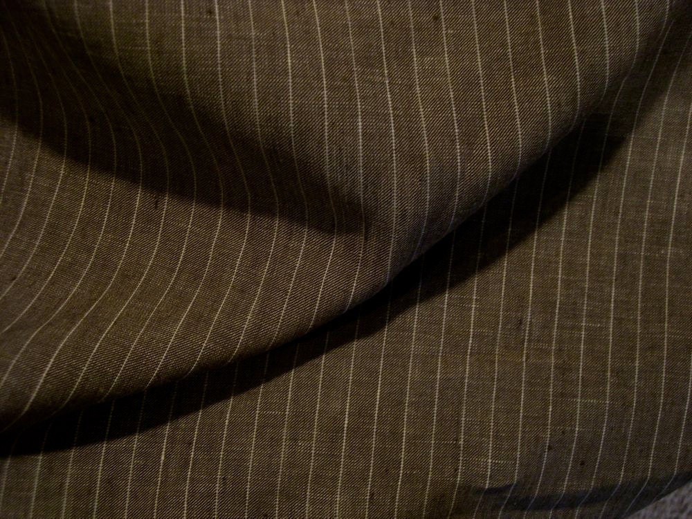 BROWN and White Cross Dyed Pinstripe Pure by fabricsandtrimmings