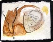 Brown Shoes - Original Mixed Media Art - ACEO Size