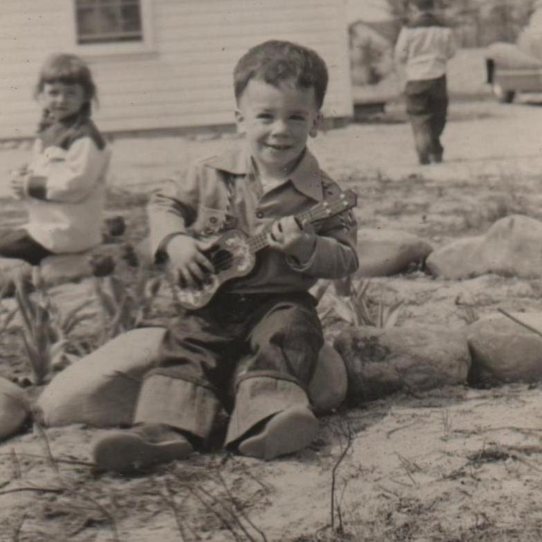 Vintage Photo BABY Rock STAR Adorable Sweet Snapshot 1940s or 50s Singing Cowboy