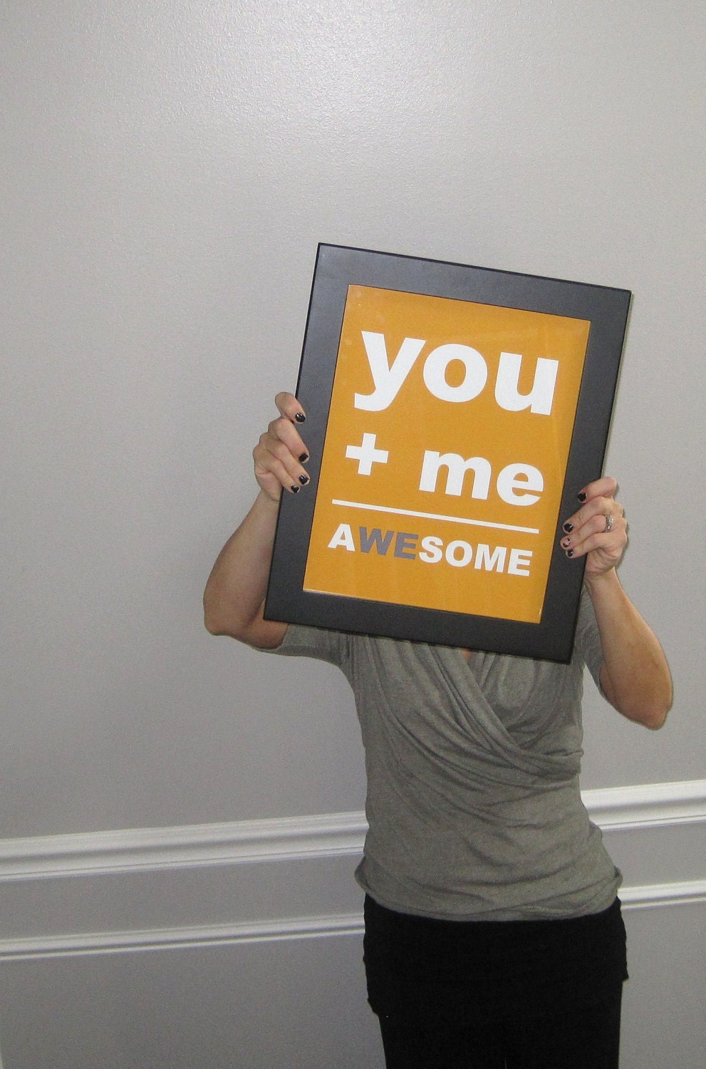 You Plus Me Equals Awesome, Awesome Print, Wedding Print,  Best Friend, 8x10 Print, Orange, Custom Color, Summer
