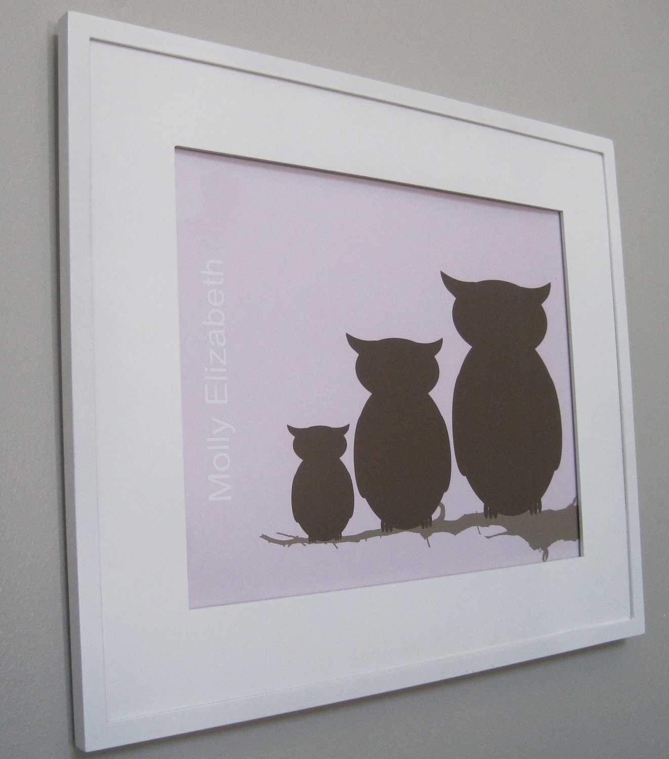 Custom Family Tree Print, Owl Print,  Custom Silhouette, Woodland,  Modern Print,  11x14 print, Orange, Brown, Fall Colors