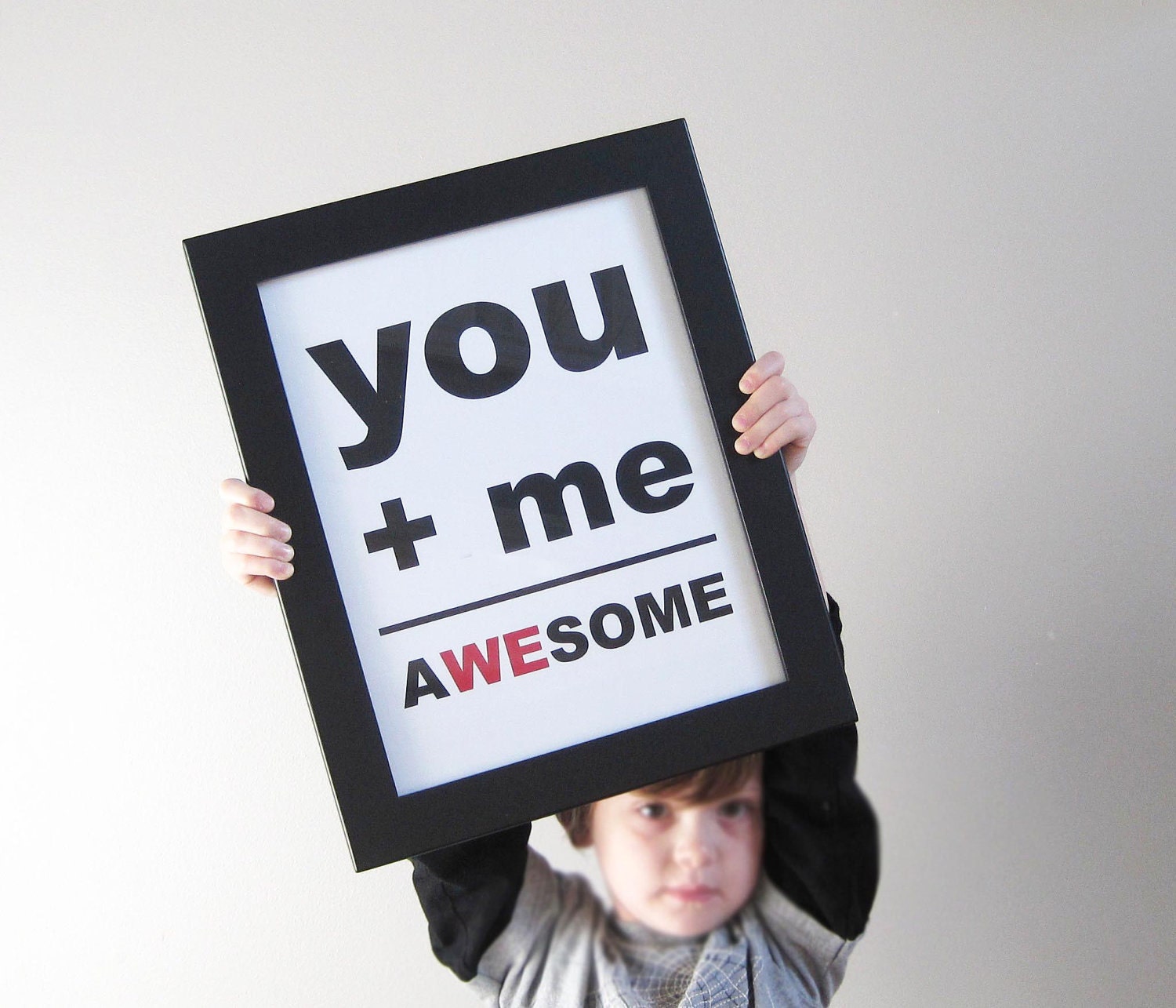 You Plus Me Equals Awesome, Awesome Print, You and Me Print, Wedding Print, Best Friends, 11x14 Print, Brown, Teal, Cozy, Custom Color